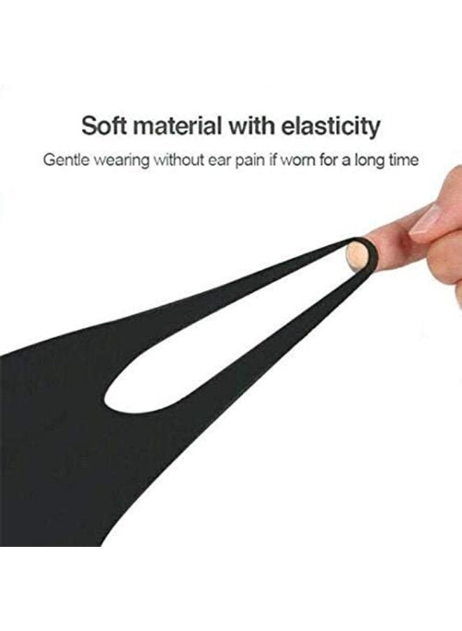 [12-Pack] Black Unisex Single-Layer Reusable and Washable Polyester Face Masks | Soft and Comfortable Face Covering with Stretchy Ear Loops | Breathable Sports Mask for Protection Outdoor + Indoor - Image 2